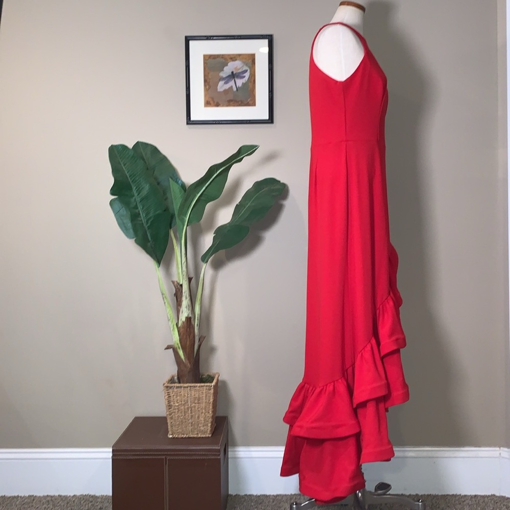 Betsy & Adam Red Ruffle Gown - Picture 8 of 16